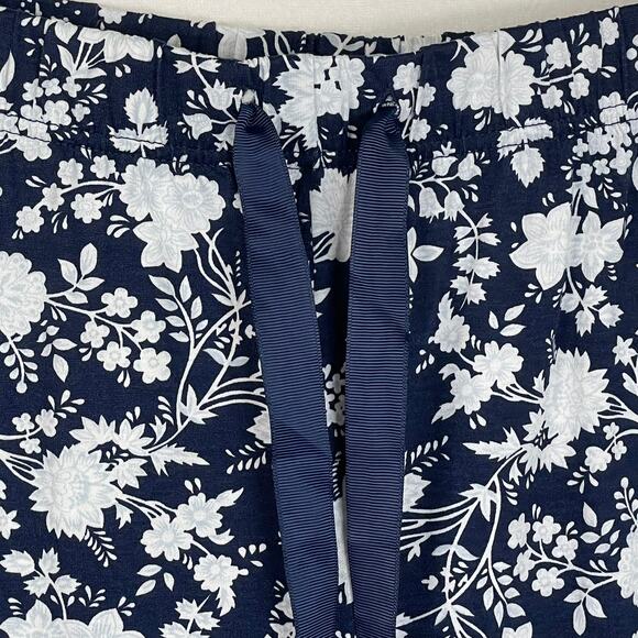 Lands’ End Pajama Pants XL Navy White Floral Print Sleepwear Lounge Drawstring - Picture 8 of 14